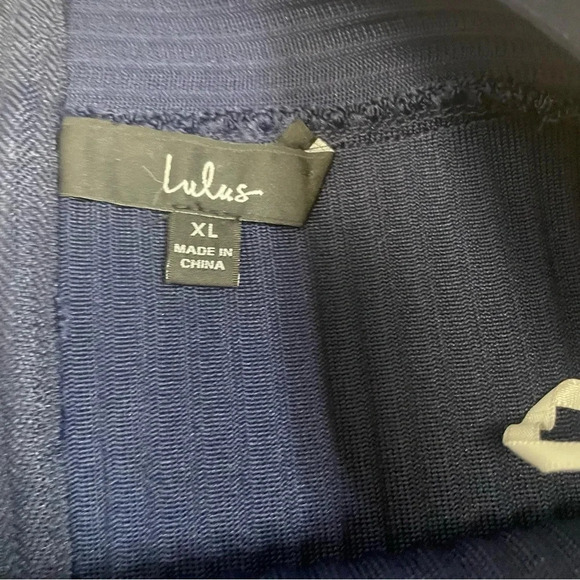 Lulu’s  Dance Hall Sexy Navy Blue One Shoukder Two Piece Body Con Midi Set - Picture 10 of 11